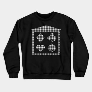 Black and White Plaid Playing Card Suits Crewneck Sweatshirt